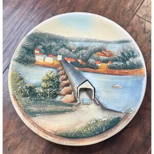 VTG Legend Product Collectible Plate 3D Art Wall Hanging Hartland Covered Bridge